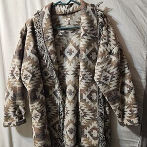 Reba Brown and Cream Geometric Cape